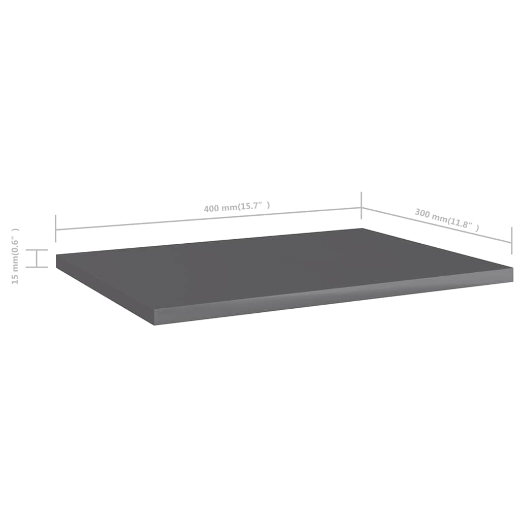 4 db magasfényű szürke forgácslap könyvespolc 40 x 30 x 1,5 cm 5