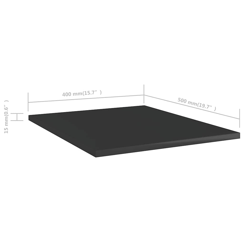 8 db magasfényű fekete szerelt fa könyvespolc 40 x 50 x 1,5 cm 6