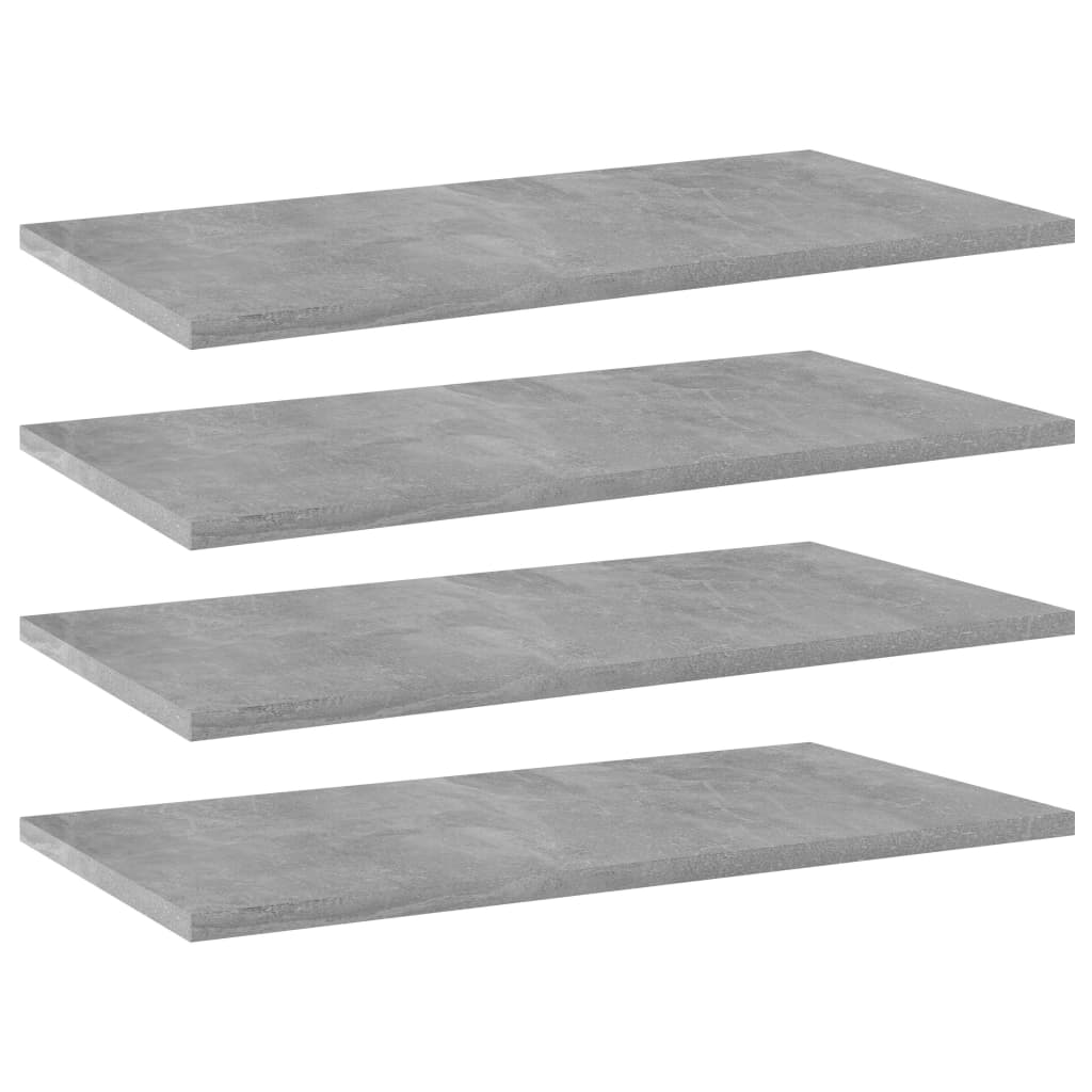4 db betonszürke forgácslap könyvespolc 60 x 30 x 1,5 cm