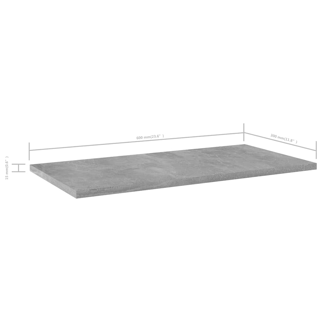 4 db betonszürke forgácslap könyvespolc 60 x 30 x 1,5 cm 6