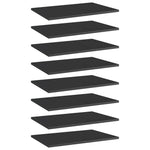 8 db magasfényű fekete forgácslap könyvespolc 60 x 40 x 1,5 cm