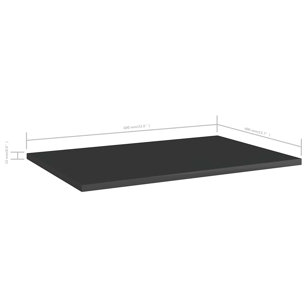 8 db magasfényű fekete forgácslap könyvespolc 60 x 40 x 1,5 cm 6