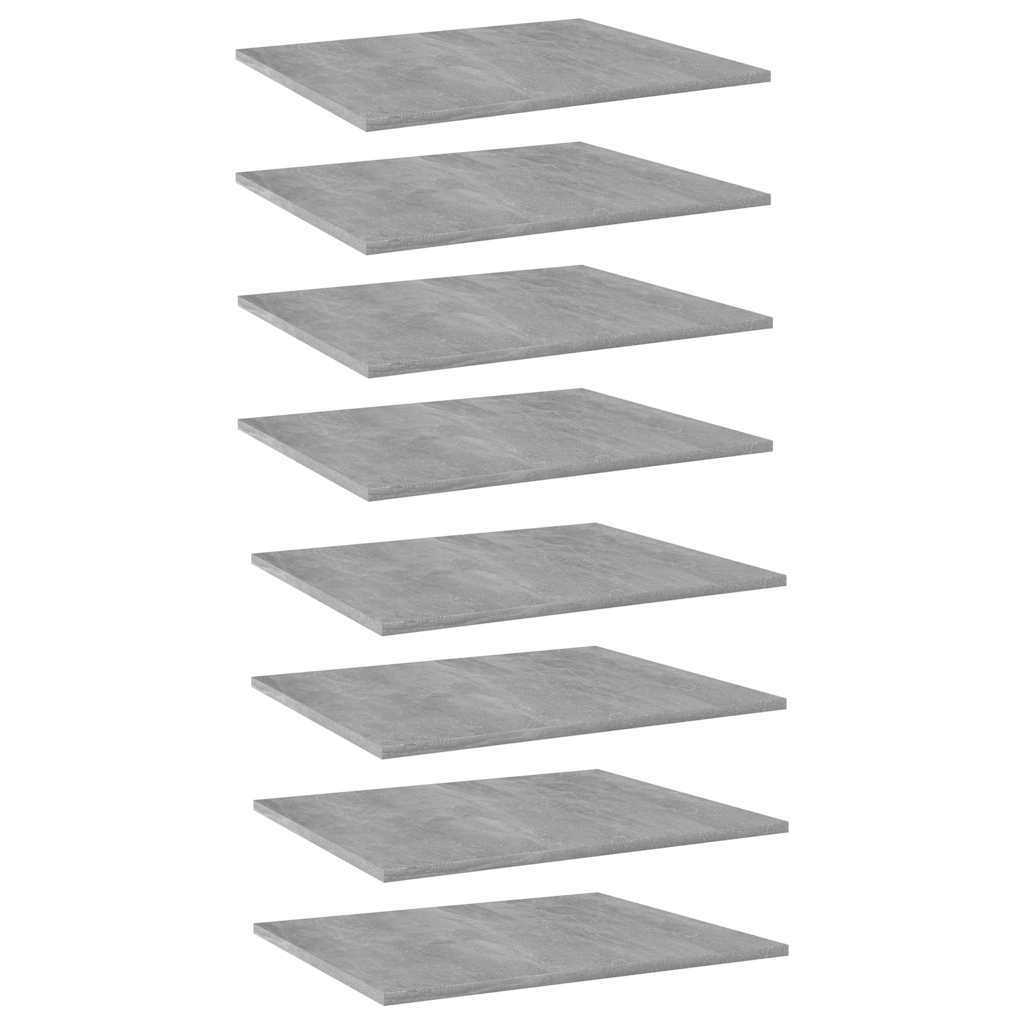 8 db betonszürke forgácslap könyvespolc 60 x 50 x 1,5 cm