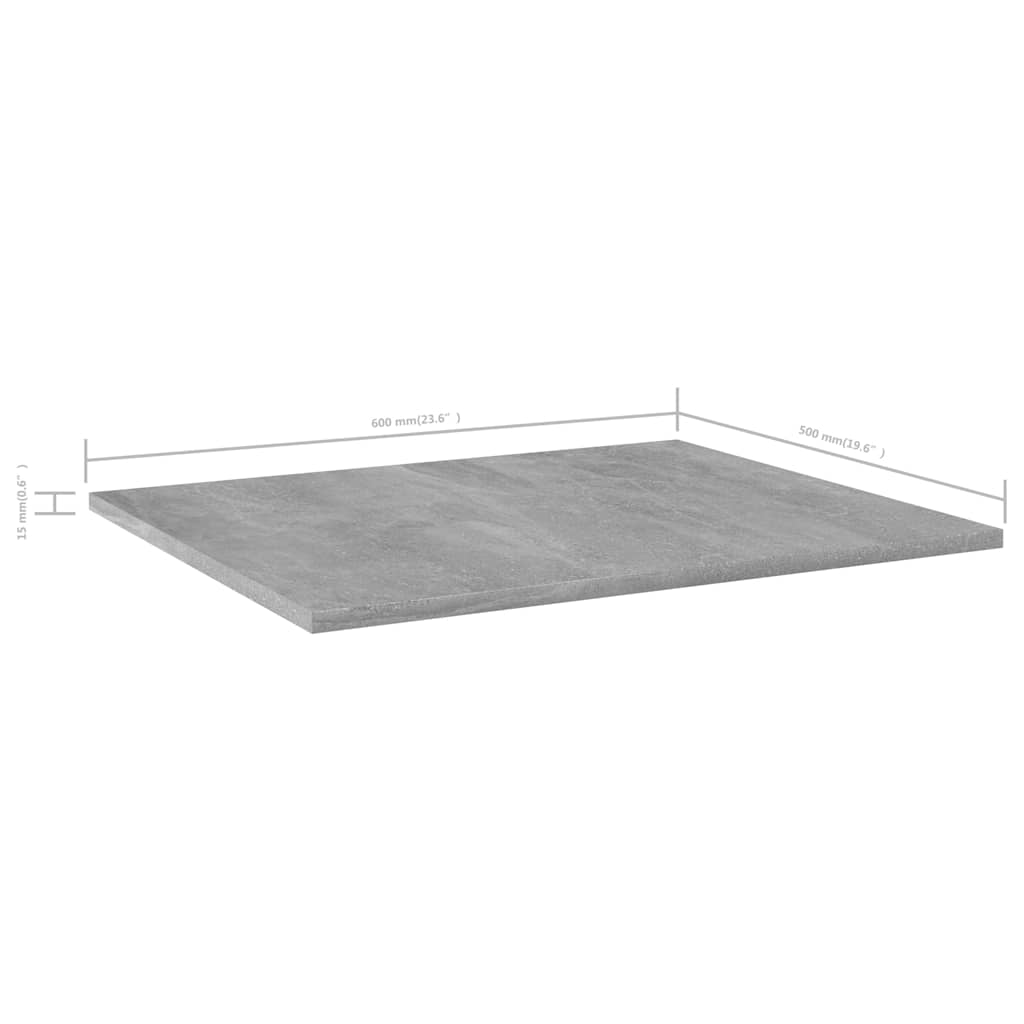 8 db betonszürke forgácslap könyvespolc 60 x 50 x 1,5 cm 6
