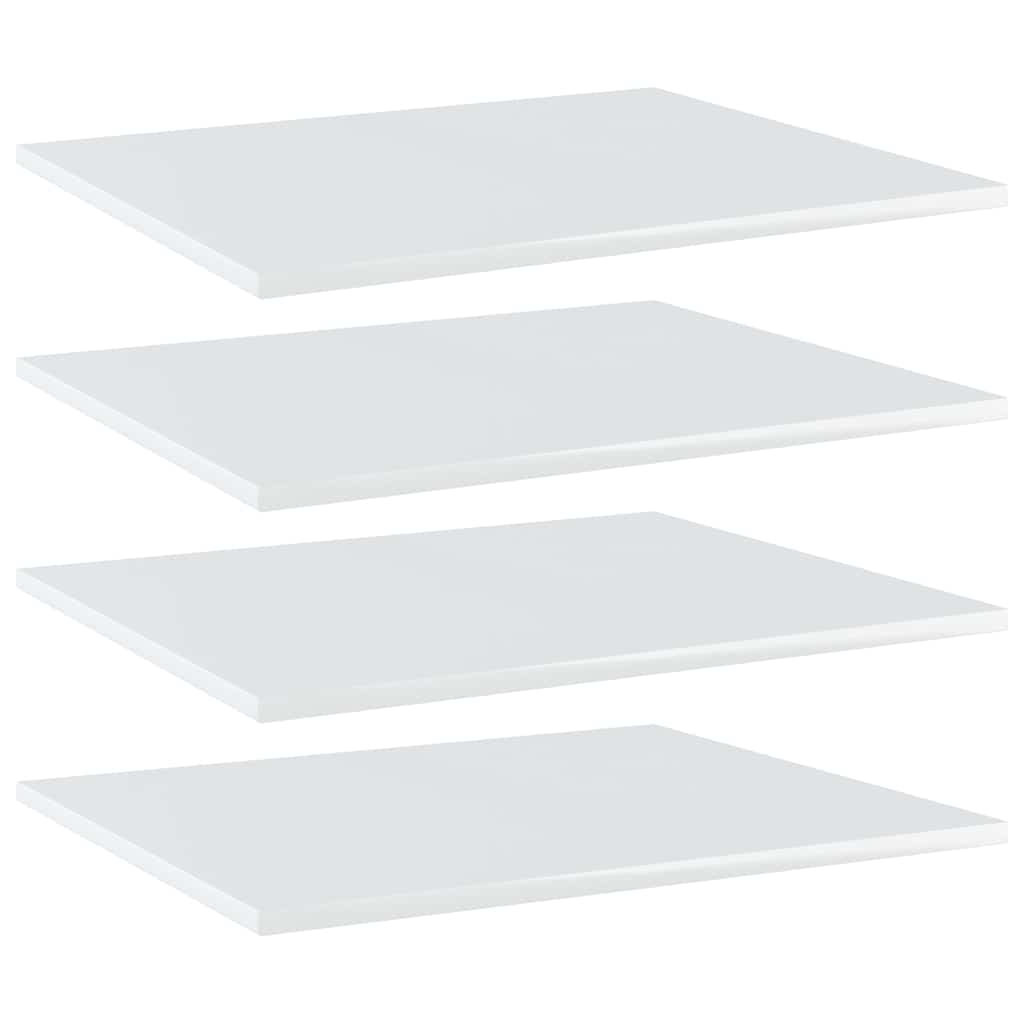 4 db magasfényű fehér szerelt fa könyvespolc 60 x 50 x 1,5 cm