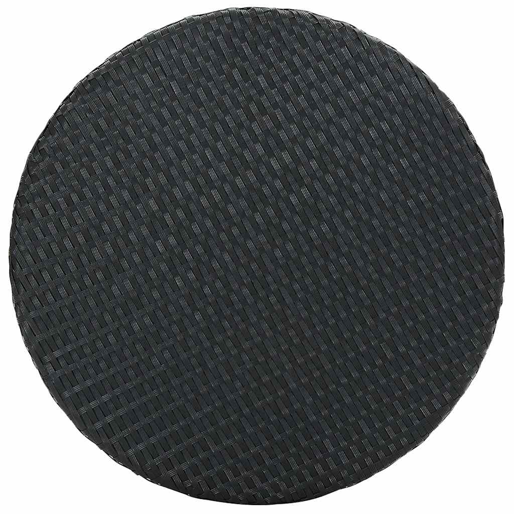 3 részes fekete polyrattan kültéri bárszett párnákkal 4