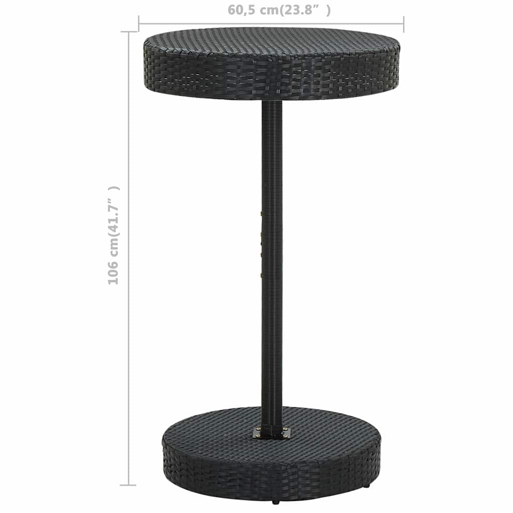 3 részes fekete polyrattan kültéri bárszett párnákkal 11