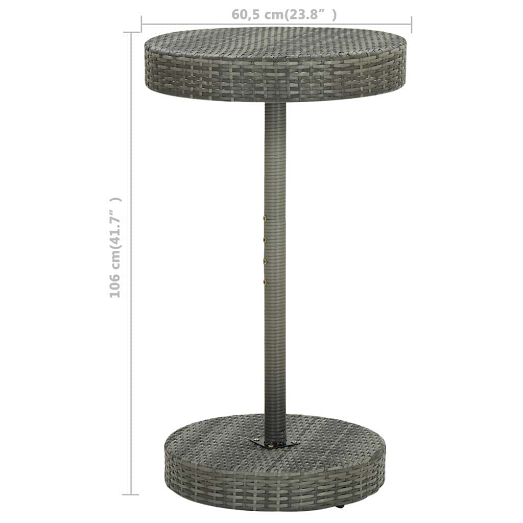 3 részes szürke polyrattan kerti bárszett párnákkal 13