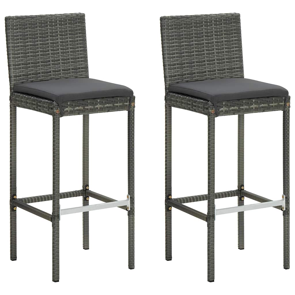 3 részes szürke polyrattan kerti bárszett párnákkal 7