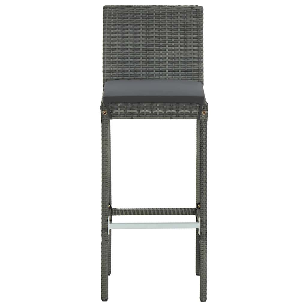 3 részes szürke polyrattan kerti bárszett párnákkal 9