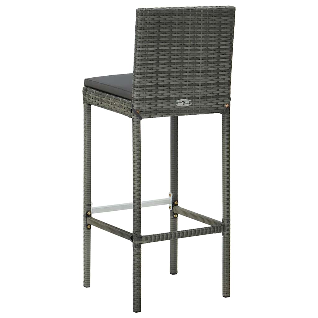 3 részes szürke polyrattan kerti bárszett párnákkal 11