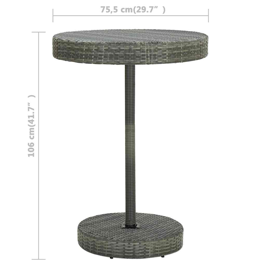 5 részes szürke polyrattan kerti bárszett párnákkal 12