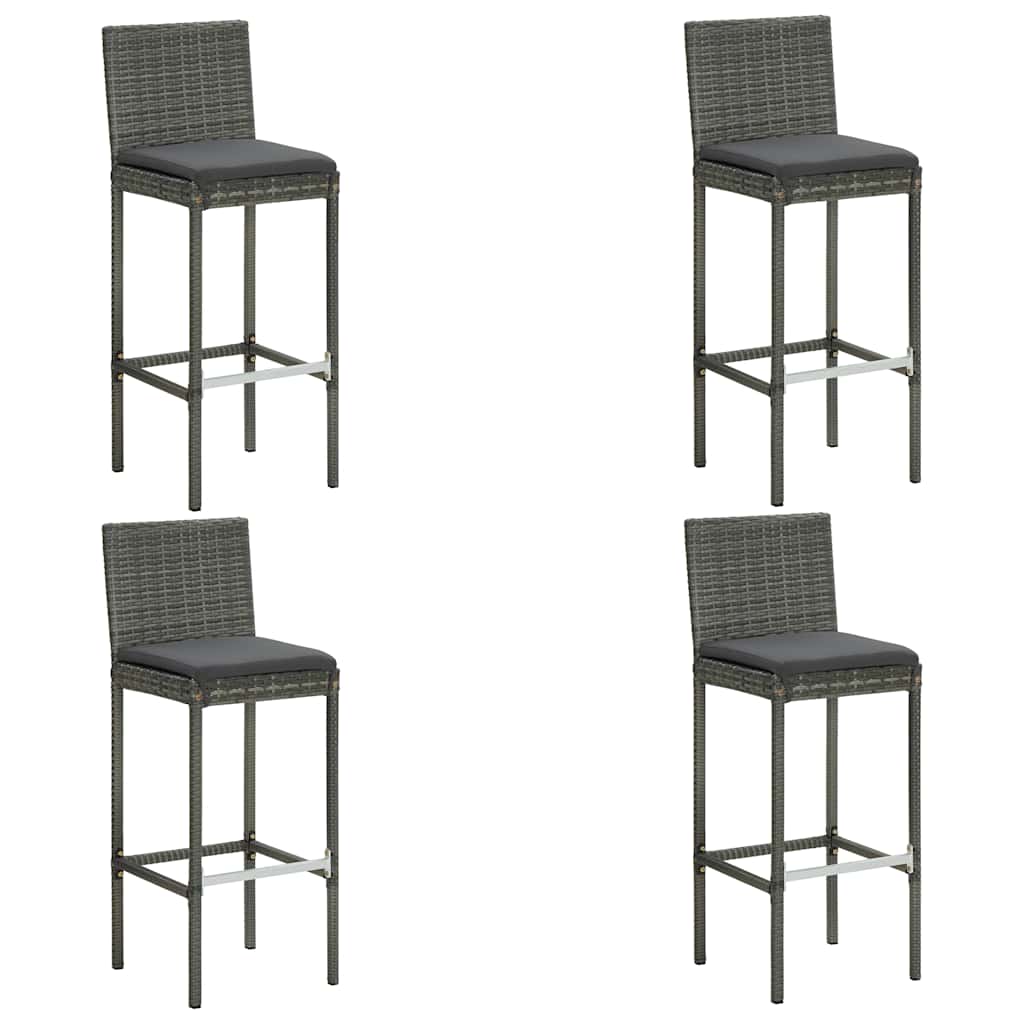 5 részes szürke polyrattan kerti bárszett párnákkal 6
