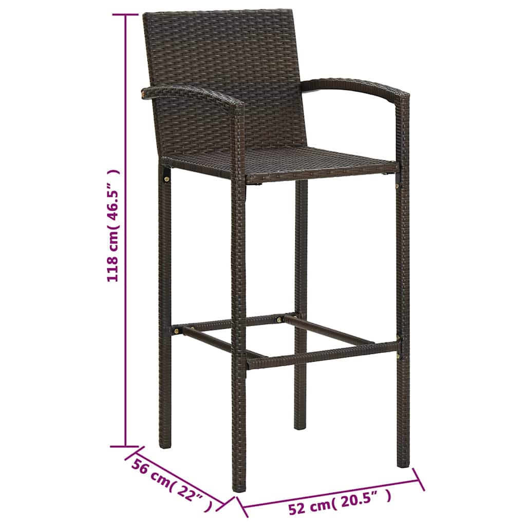 5 részes barna polyrattan kerti bárszett 14