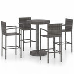 5 részes szürke polyrattan kerti bárszett 2