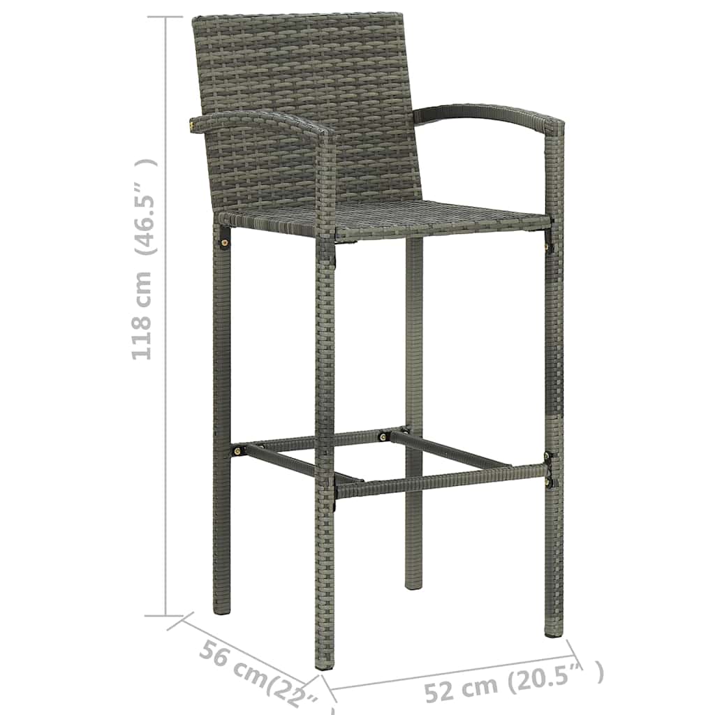5 részes szürke polyrattan kerti bárszett 13