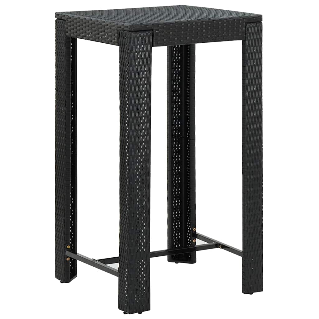 3 részes fekete polyrattan kültéri bárszett párnákkal 3