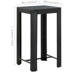 3 részes fekete polyrattan kültéri bárszett párnákkal 12