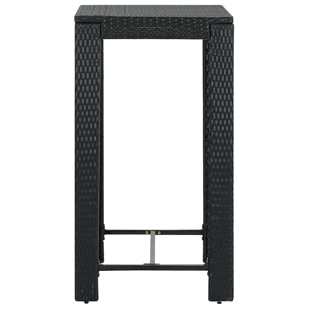 3 részes fekete polyrattan kültéri bárszett párnákkal 4