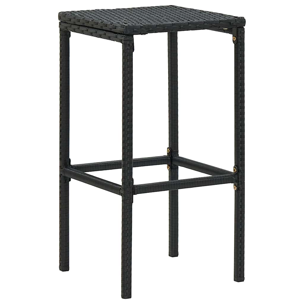 3 részes fekete polyrattan kültéri bárszett párnákkal 9