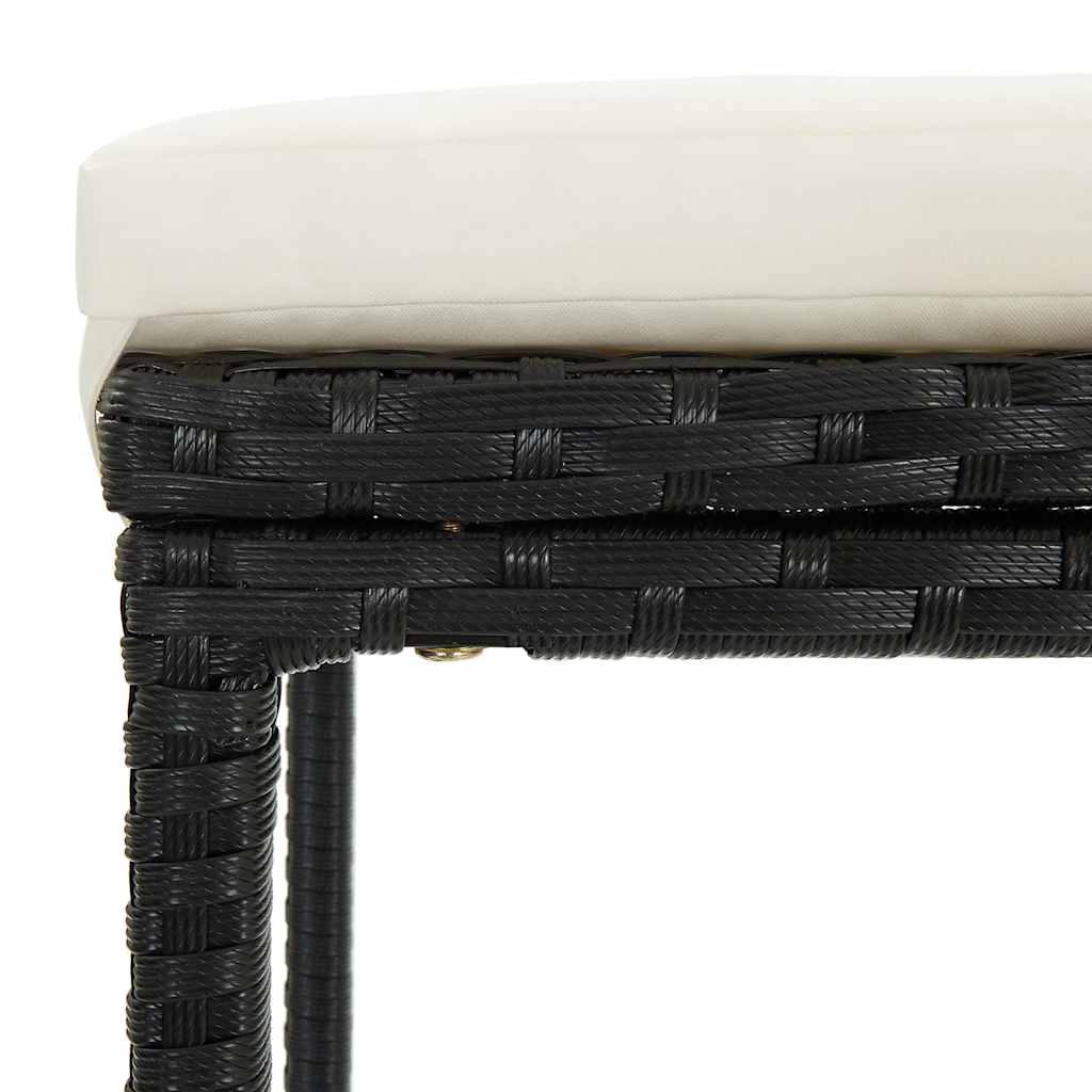 3 részes fekete polyrattan kültéri bárszett párnákkal 11