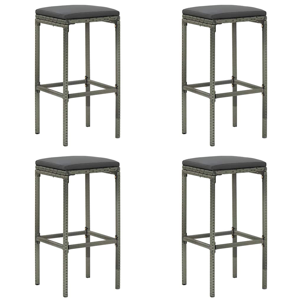 5 részes szürke polyrattan kerti bárszett párnákkal 3