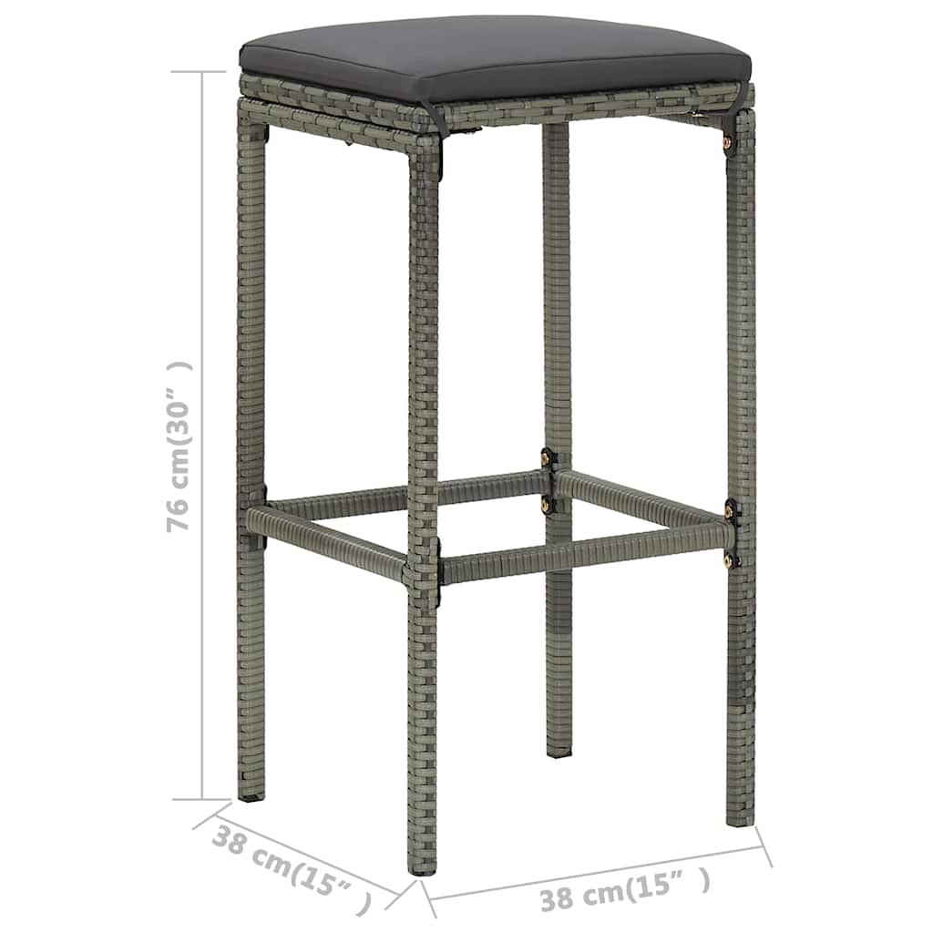 5 részes szürke polyrattan kerti bárszett párnákkal 14