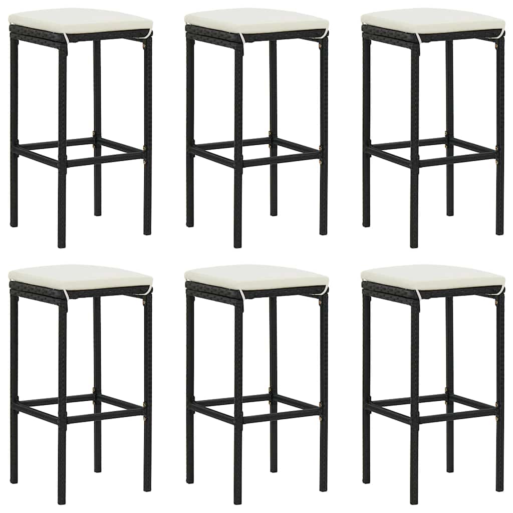 7 részes fekete polyrattan kerti bárszett párnákkal 3