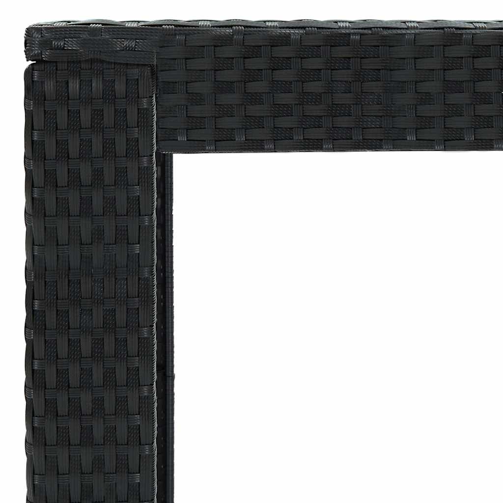 7 részes fekete polyrattan kerti bárszett párnákkal 12