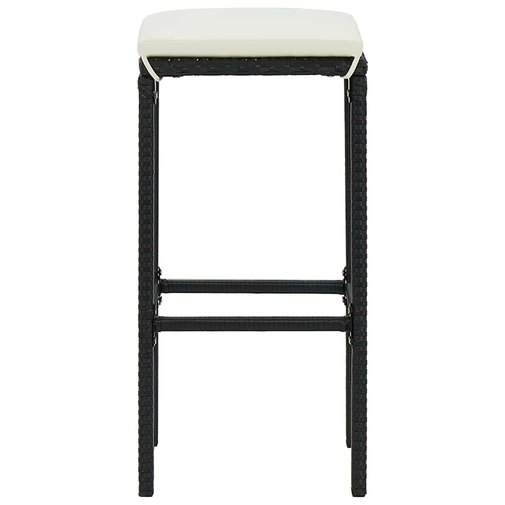 7 részes fekete polyrattan kerti bárszett párnákkal 6