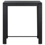 7 részes fekete polyrattan kerti bárszett párnákkal 9