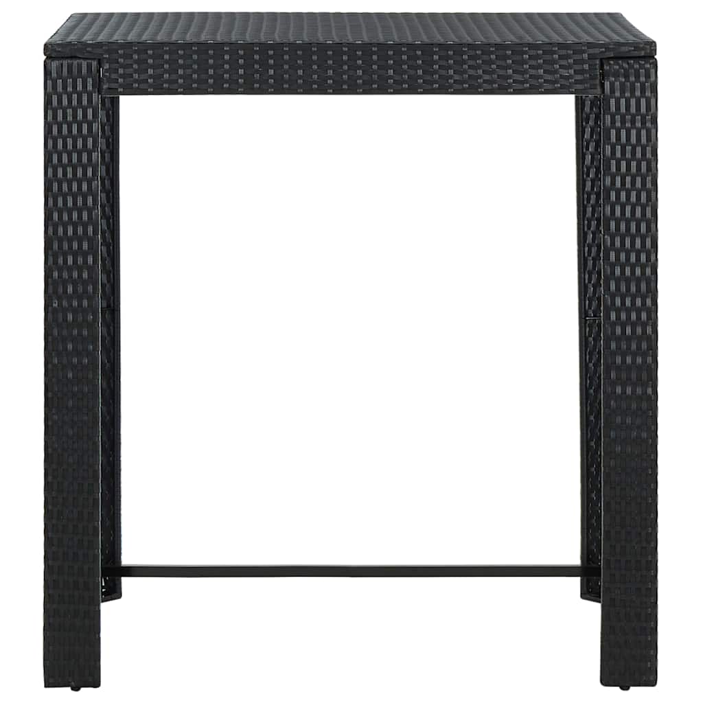7 részes fekete polyrattan kerti bárszett párnákkal 9