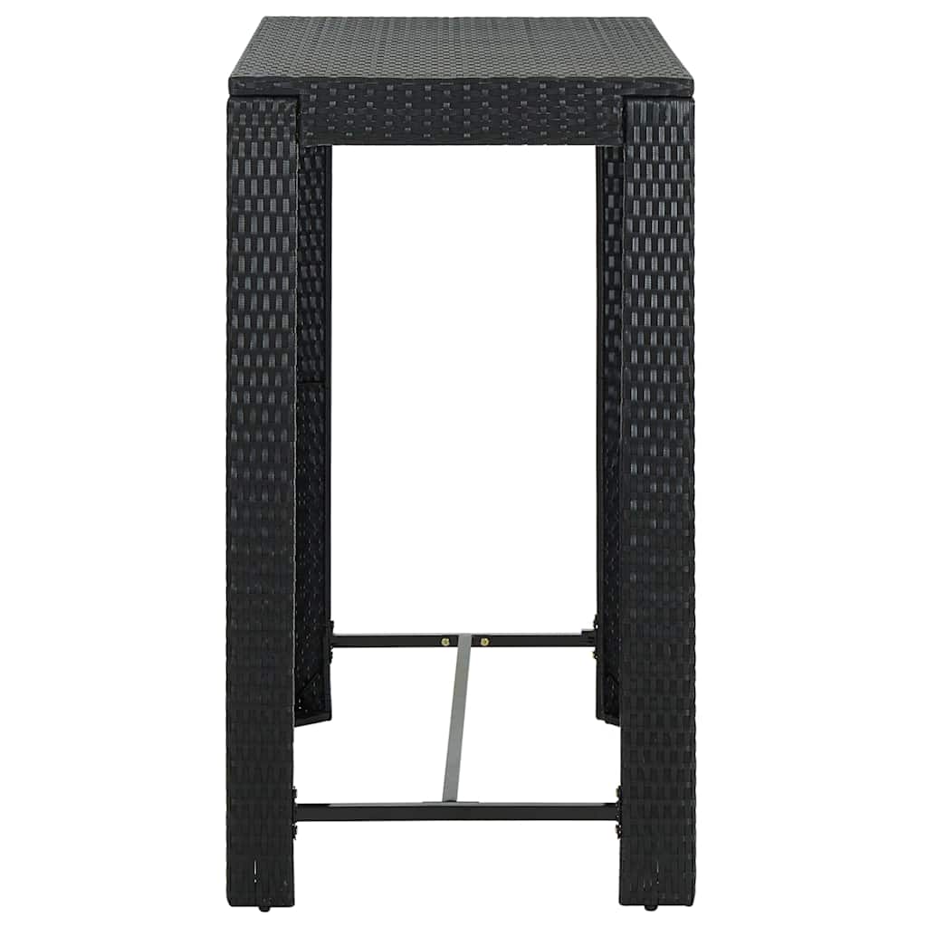 7 részes fekete polyrattan kerti bárszett párnákkal 10