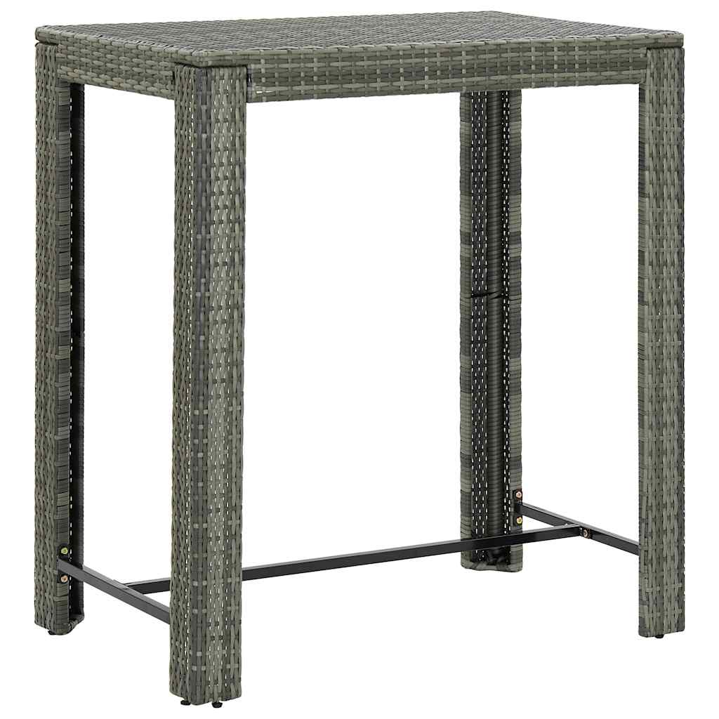 7 részes szürke polyrattan kültéri bárszett párnákkal 7