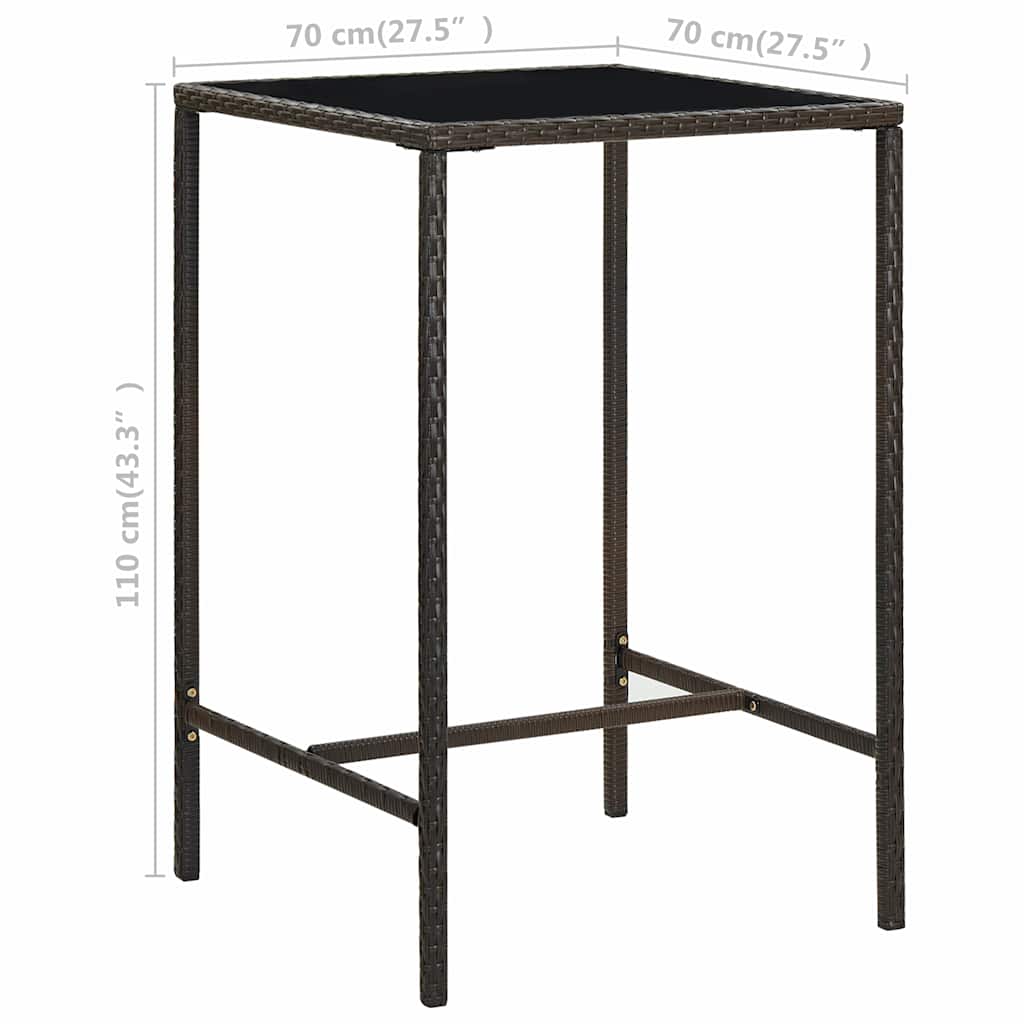3 részes barna polyrattan kerti bárszett párnákkal 11