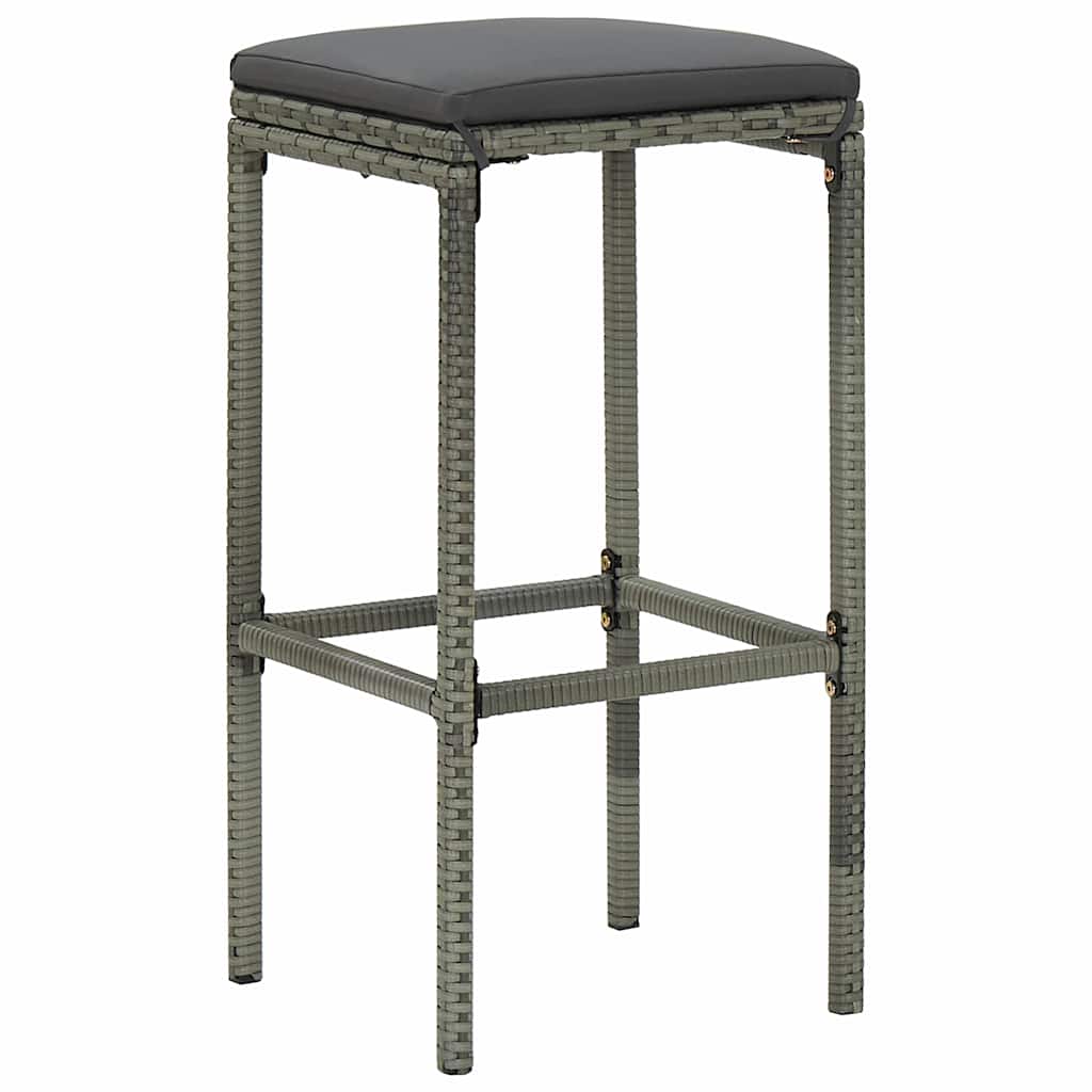 5 darabos szürke polyrattan kerti bárszett párnákkal 7