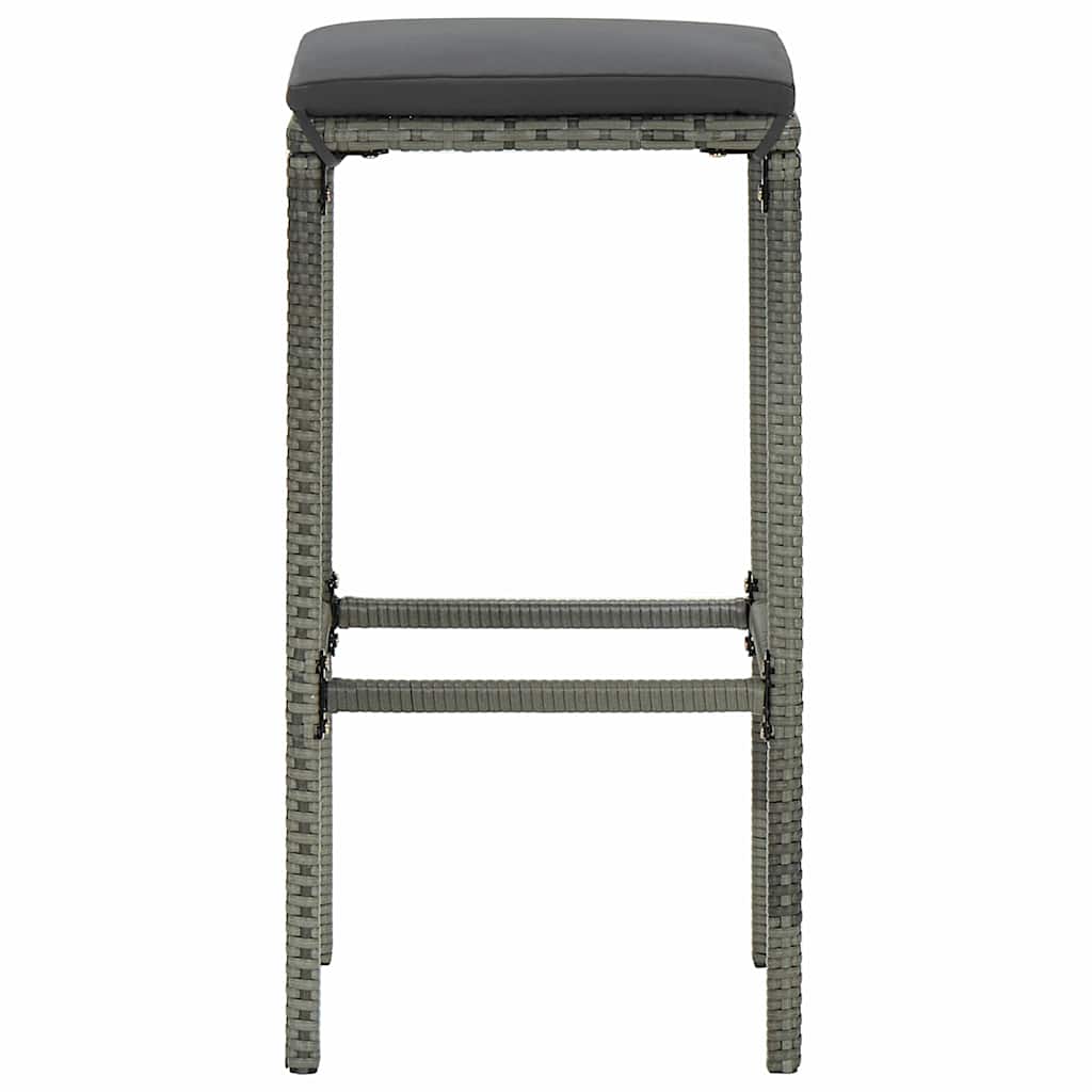 5 darabos szürke polyrattan kerti bárszett párnákkal 8