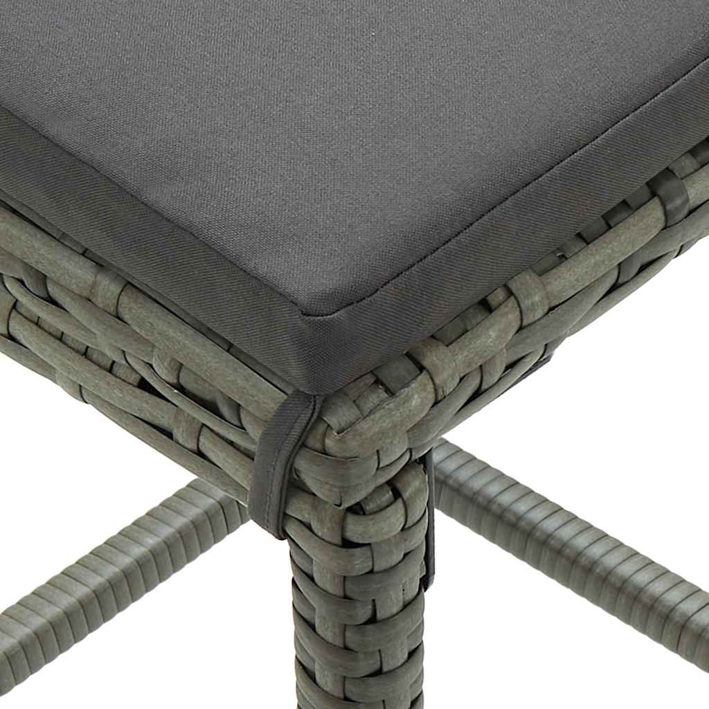 5 darabos szürke polyrattan kerti bárszett párnákkal 10