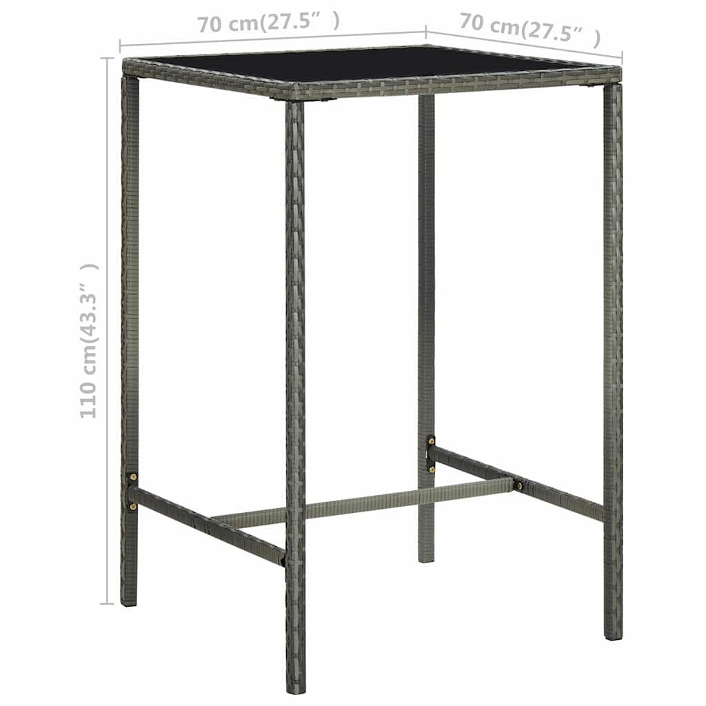 5 darabos szürke polyrattan kerti bárszett párnákkal 11