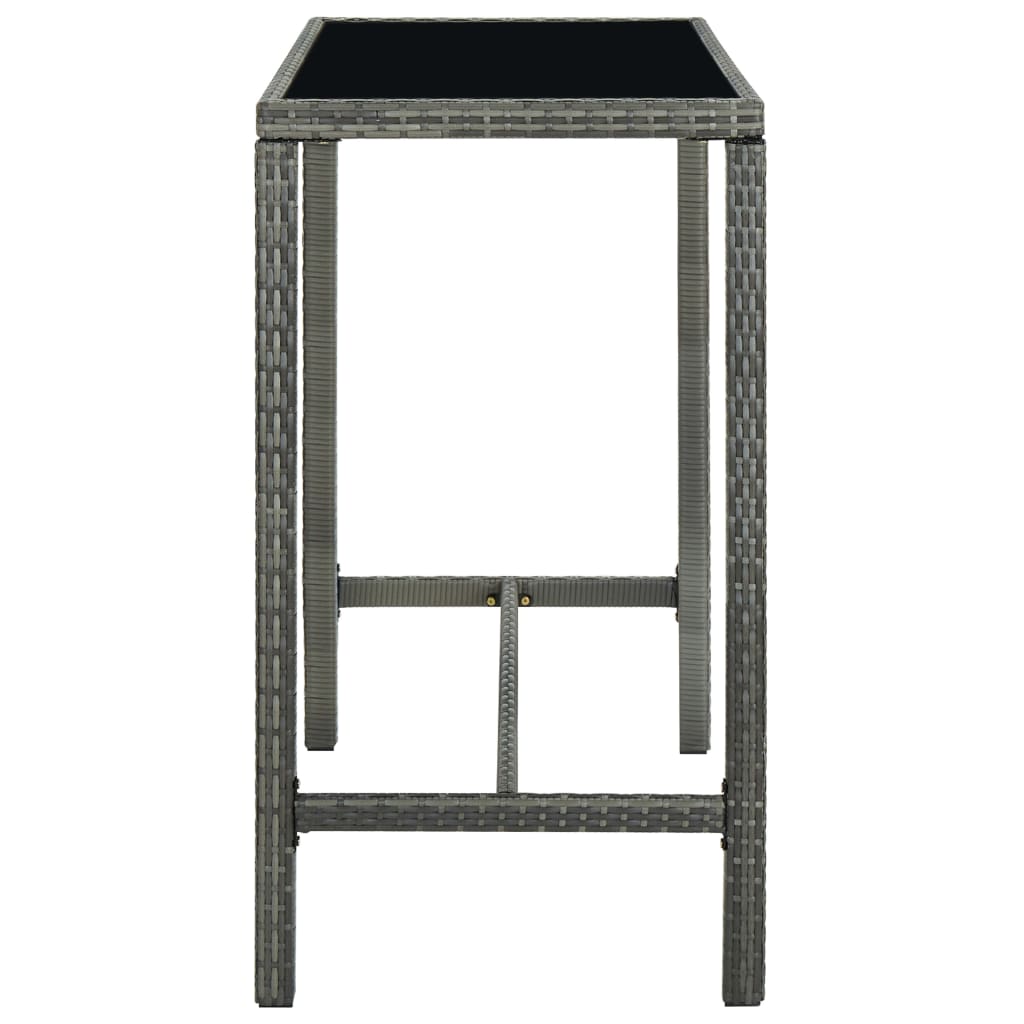 7 darabos szürke polyrattan kerti bárszett párnákkal 5