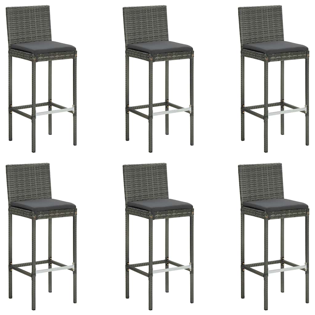 7 darabos szürke polyrattan kerti bárszett párnákkal 6