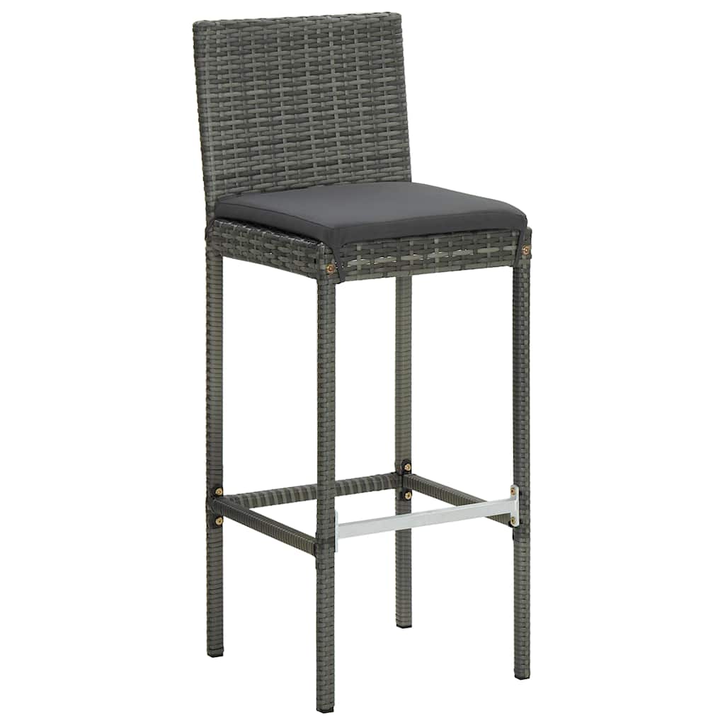 7 darabos szürke polyrattan kerti bárszett párnákkal 7
