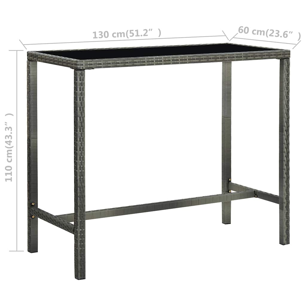 7 darabos szürke polyrattan kerti bárszett párnákkal 11