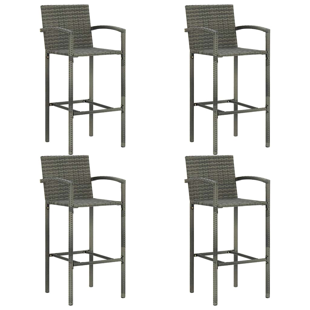 5 darabos szürke polyrattan kerti bárszett 6