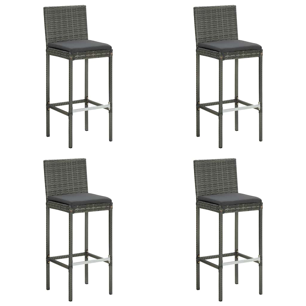 5 darabos szürke polyrattan kerti bárszett párnákkal 8
