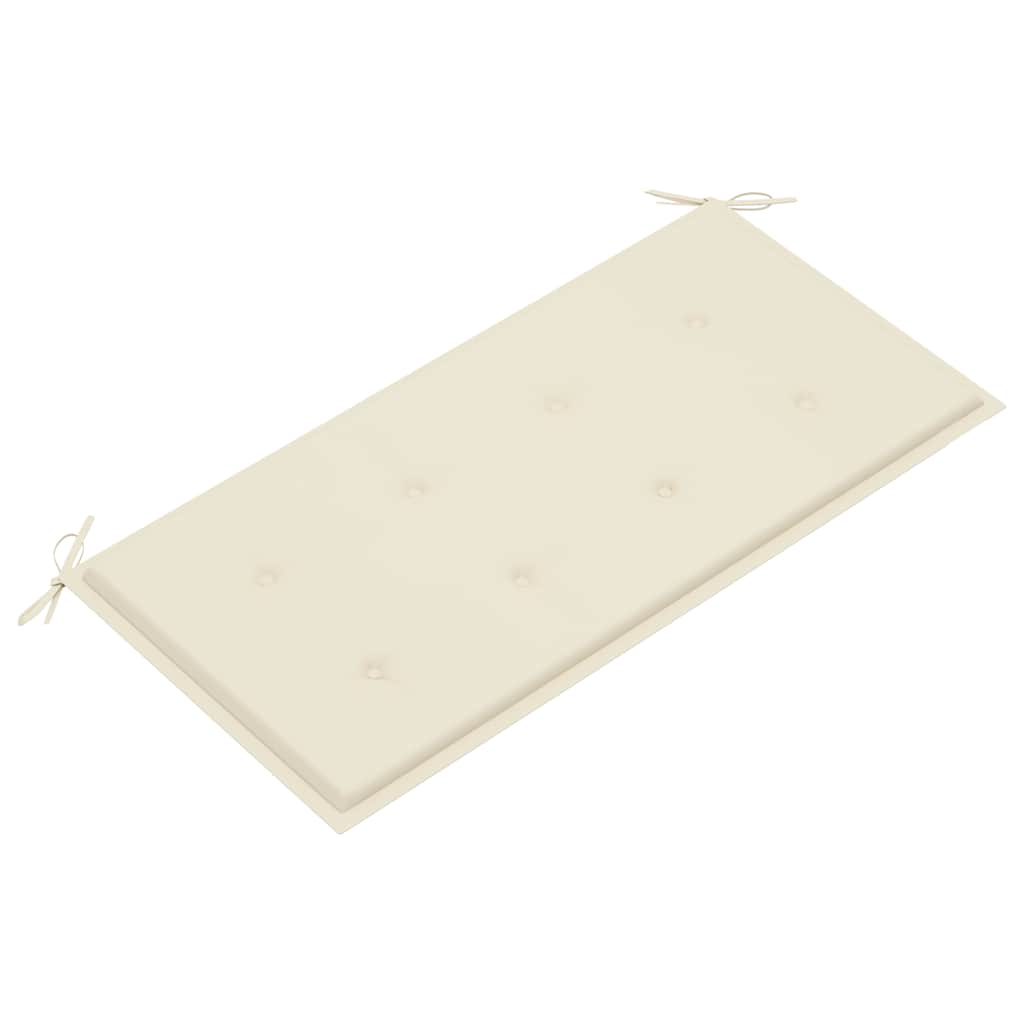 Tömör tíkfa kerti pad krémszínű párnával 112 cm 5
