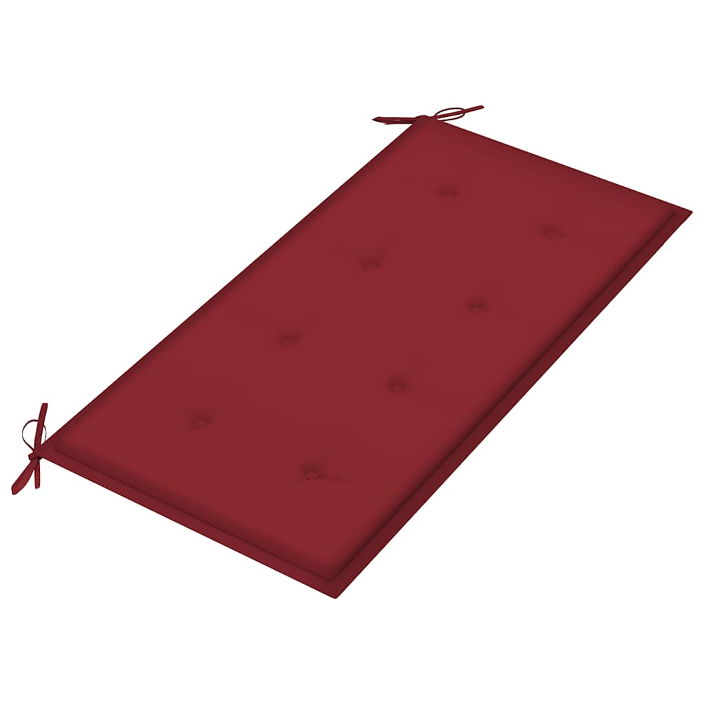 Tömör tíkfa kerti pad bordó párnával 112 cm 5