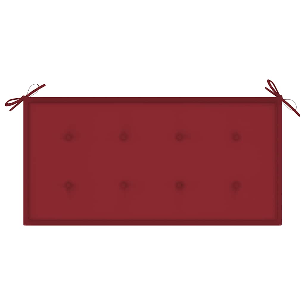 Tömör tíkfa kerti pad bordó párnával 112 cm 6