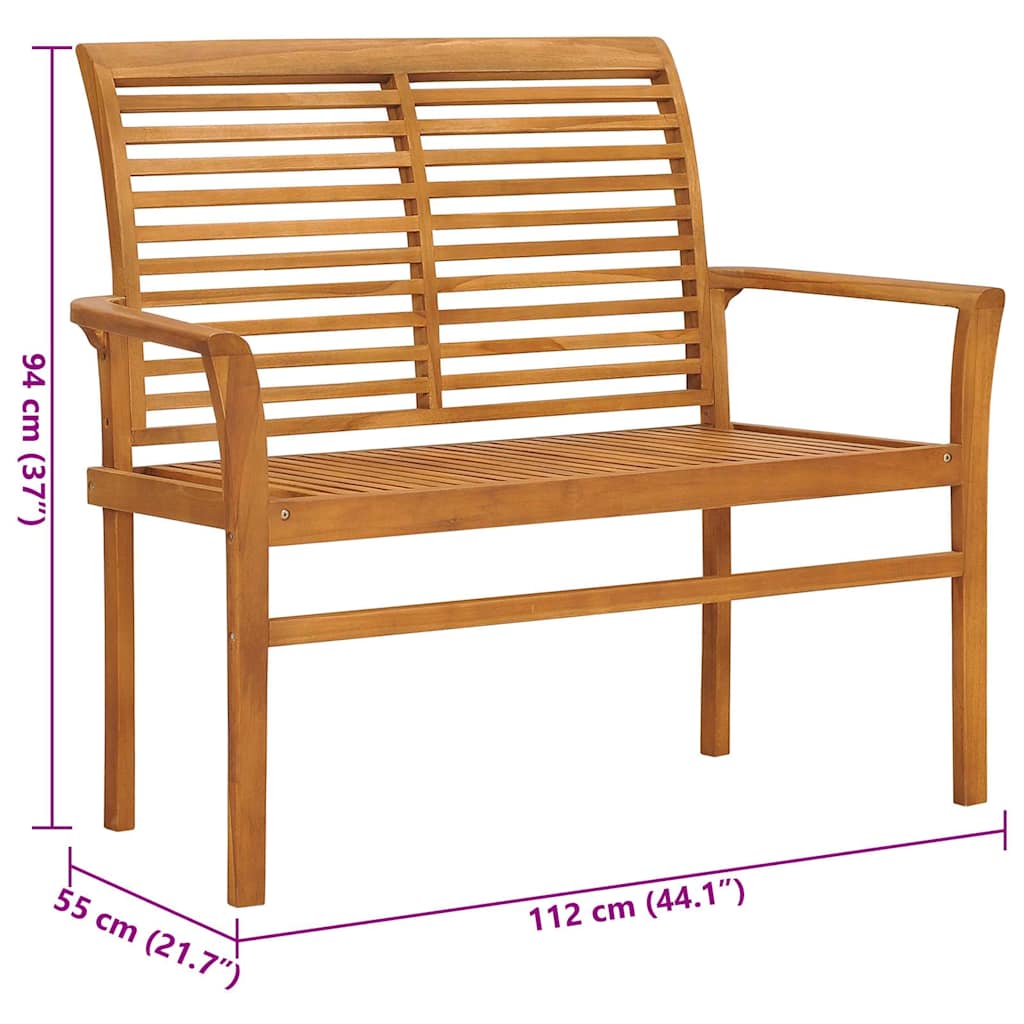 Tömör tíkfa kerti pad bordó párnával 112 cm 8