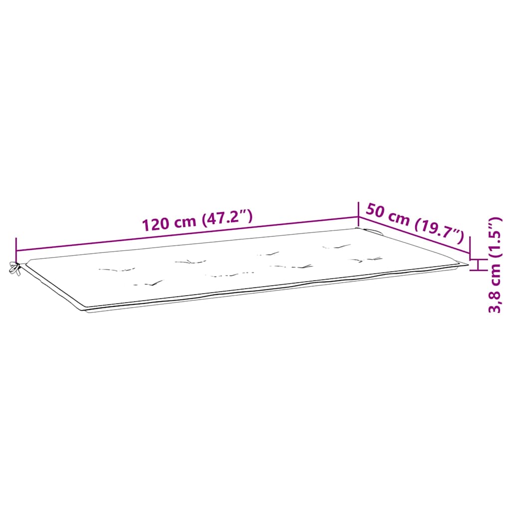 Tömör tíkfa rakásolható kerti pad párnával 128,5 cm 9